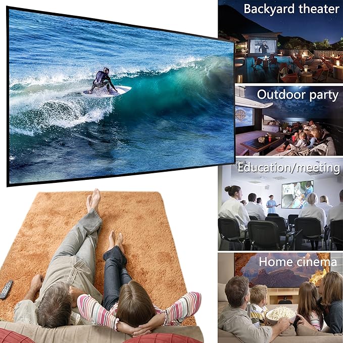 Foldable Projector Screen with Stainless Steel Telescopic Rod Combination Frame 16:9 HD 4K Anti-Crease Portable Projection Screen (70 inch)