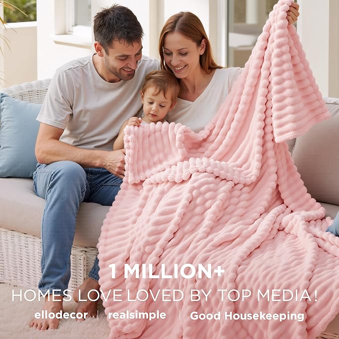 Bedsure GentleSoft Coral Pink Fleece Throw Blanket for Couch - Super Soft Cozy Blankets for Women, Cute Small Blanket for Girls, 50x60 Inches