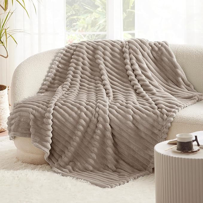 Bedsure GentleSoft Mocha Meringue Fleece Blanket for Couch - Cozy Soft Blankets for Women, Cute Small Throws for Girls, 60x80 Inches