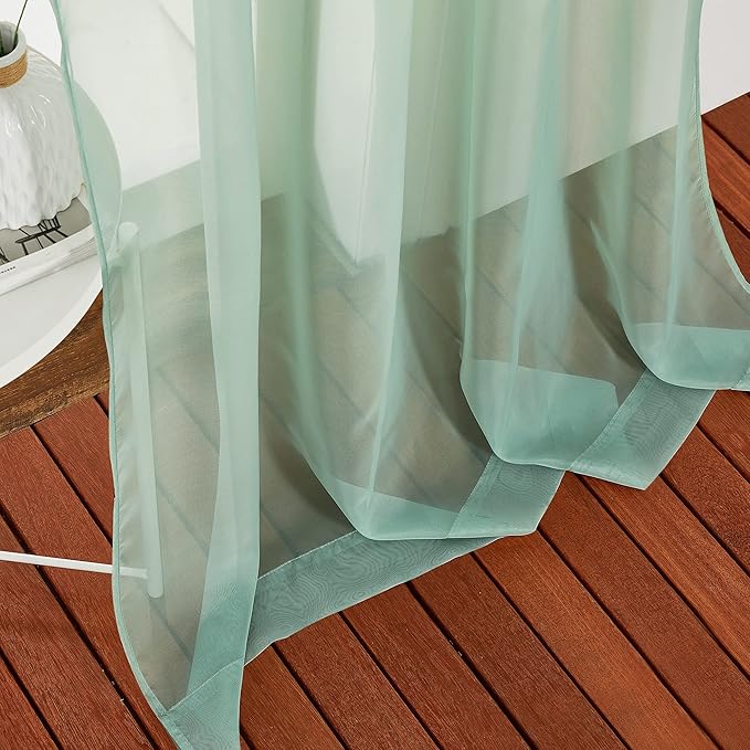 NICETOWN Sage Green Sheer Curtains 54 inch Length, Grommet Voile Sheer Lightweight & Airy Window Treatment with Light Filtering for Kitchen/Nursery, W54 x L54, 2 Panels