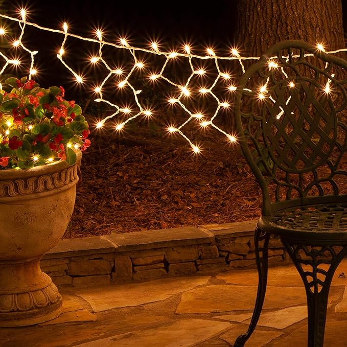 Kringle Traditions 8.5 ft 150 Clear Icicle Lights - White Wire, Indoor/Outdoor Christmas Icicle Lights