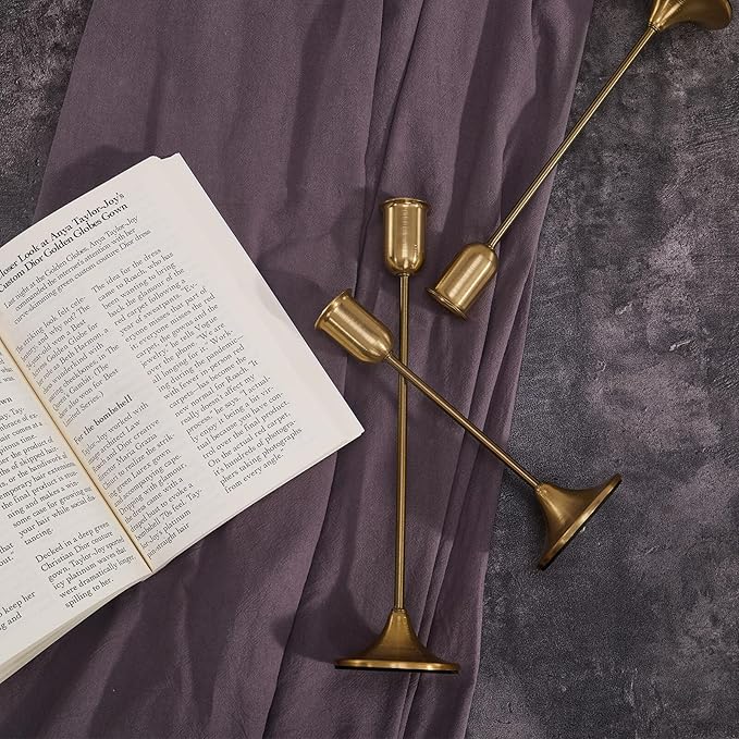 Candlestick Holders, Taper Candle Holders Set of 6, Vintage Gold Candle Sticks Holder Decor for Table Centerpiece, Fireplace Mantel, Weddings & Housewarming Décor with Gift Box