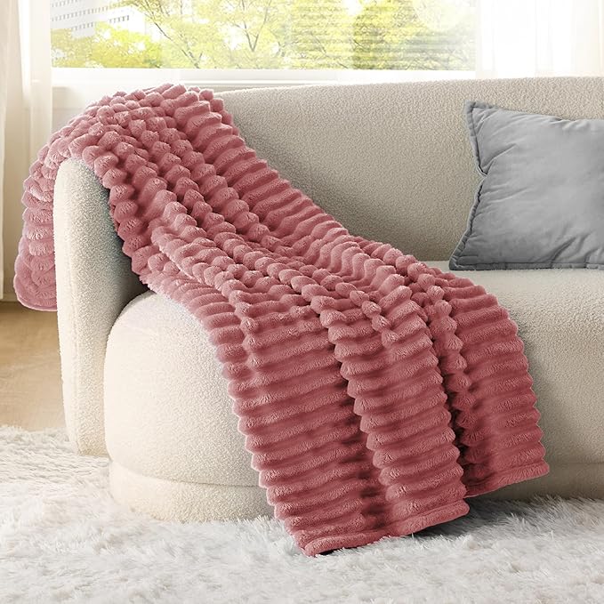 Bedsure GentleSoft Brick Dust Fleece Twin Blanket for Couch - Cozy Soft Blankets for Women, Cute Small Throws for Girls, 60x80 Inches