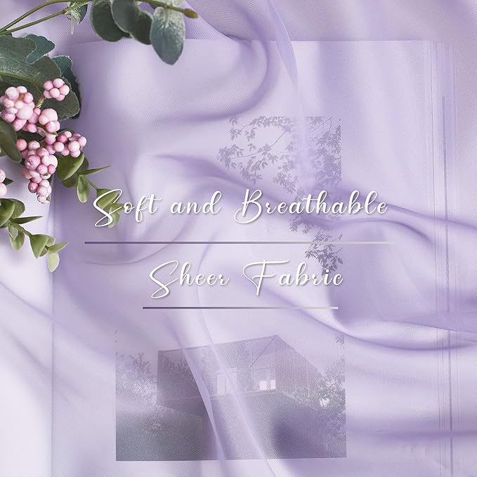 NICETOWN Artificial Wedding Ceremony Arch Decor Scarfs, Romantic Purple Ombre Sheer Scarf Curtains Window Valances for Bed Canopy/Birthday Party, 2 Panels, 60 by 216 inch