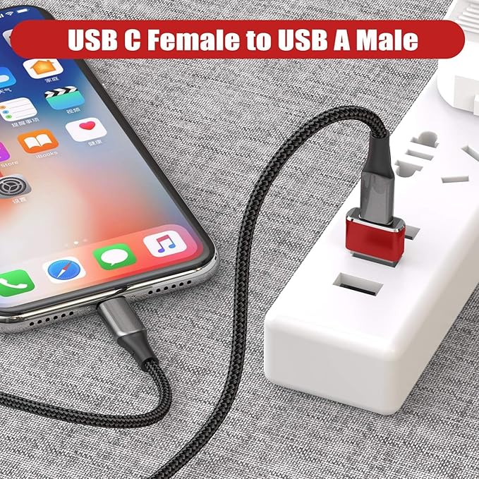 USB to USB C Adapter 5Pack,Type C Female to A Male Cable Converter for Apple Watch Ultra iWatch 10 7 8 SE,iPhone 16 15 14 Pro Max Plus,Airpods 4th,iPad 8th 9th 10th Air 5th Mini 6th Generation