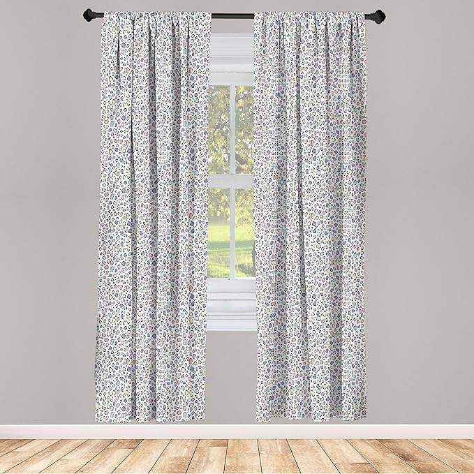 Ambesonne Leopard Print Curtains, Modernized Animal Skin Elements in Pastel Memphis Style Colors Pattern Print, Window Treatments 2 Panel Set for Living Room Bedroom, Pair of - 28" x 84", Grey Black