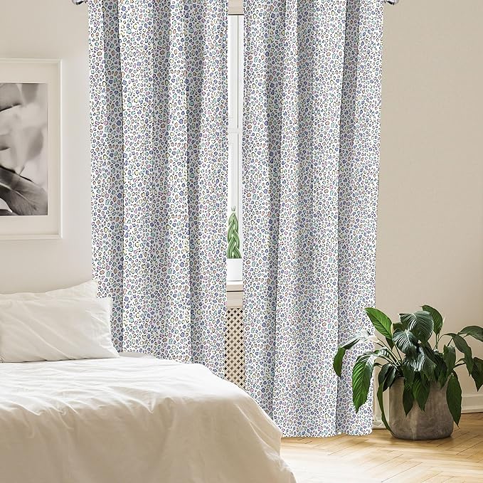 Ambesonne Leopard Print Curtains, Modernized Animal Skin Elements in Pastel Memphis Style Colors Pattern Print, Window Treatments 2 Panel Set for Living Room Bedroom, Pair of - 28" x 84", Grey Black