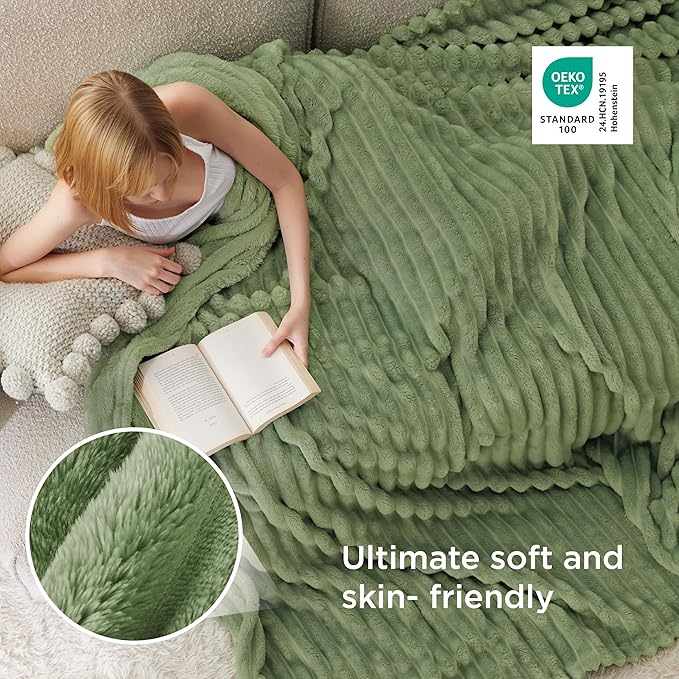 Bedsure GentleSoft Reseda Fleece King Blanket for Couch - Cozy Soft Blankets for Women, Cute Small Throws for Girls, 108x90 Inches