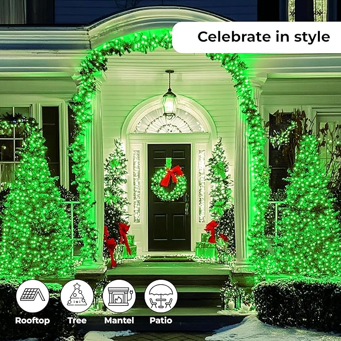 Holiday Essence Mini LED Green St. Patrick’s Lights Set, 60 5mm Wide Angle Christmas String Lights Green Wire, Indoor Outdoor Décor for Home Patio Garden Decorations, UL Certified