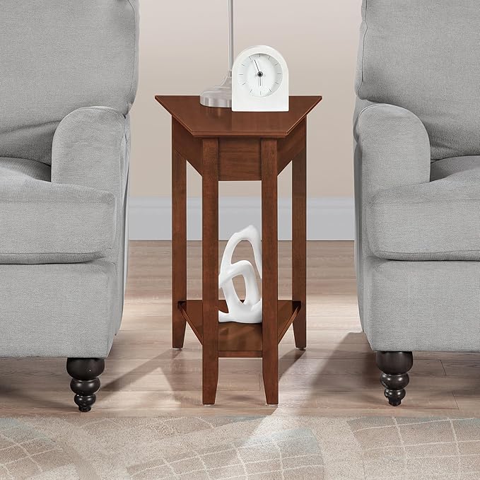 Convenience Concepts American Heritage Wedge End Table 24" - Classic Living Room Table with Storage Shelf, Side Table for Family Room, Bedside Table, Espresso