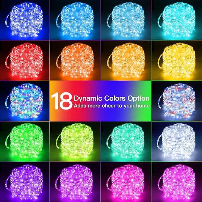 Ollny Rope Lights Outdoor Color Changing, 99FT 300 LED Waterproof Plug in Outdoor String Lights with Remote, 18 Colors Twinkle Rope Lights for Outside Indoor Party Christmas Holiday Decorations