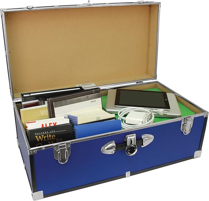 Seward Trunk College Dorm and Camp Storage Footlocker Trunk, Blue, 30-Inch (SWD5120-40)