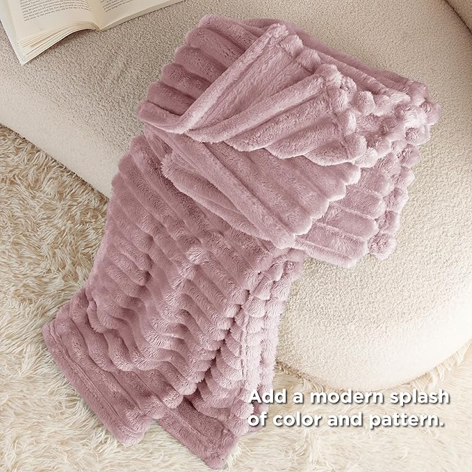 Bedsure GentleSoft Pink Fleece Blanket for Couch - Cozy Soft Blankets for Women, Cute Small Throws for Girls, 60x80 Inches