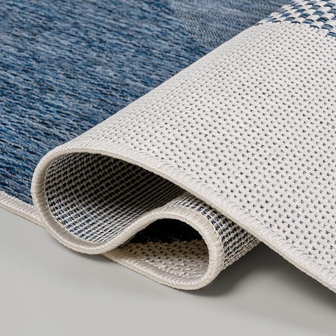JONATHAN Y Geometric Organic Shapes Indoor Outdoor Area Rug 5X8 Cream/Navy, Zia Modern for Backyard, Patio, Porch, Easy-Cleaning, High Traffic, Pet-Friendly, Non-Shedding (TSN306B-5)