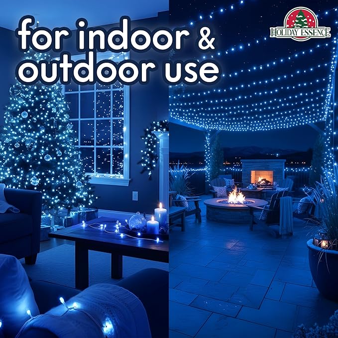 100 Blue Christmas Lights, White Wire 20.6 Ft Incandescent Home Décor, Valentine Wedding Lighting Decoration, UL Certified Traditional Holiday String Light Set for Indoor Outdoor Use Christmas Tree