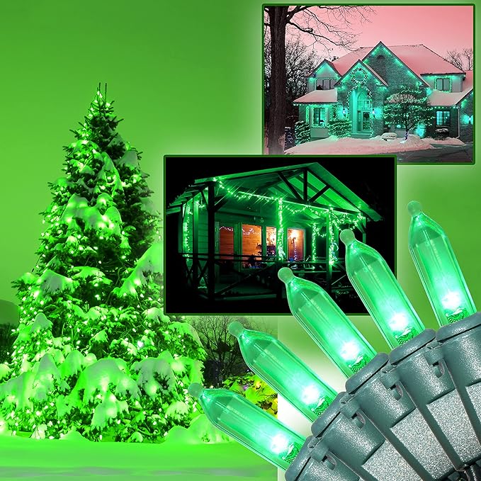 Holiday Essence 100 LED Green St Patrick's Day Christmas String Lights, 26.9 Ft Green Wire String Lights for Indoor and Outdoor Decorative Use Patio and Tree Décor UL Certified