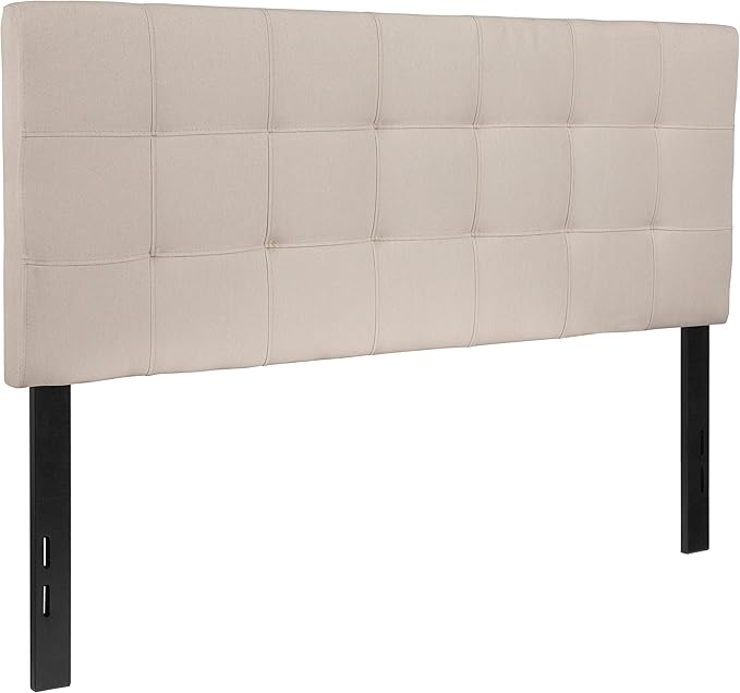 Flash Furniture Bedford Box Stitch Tufted Upholstered Full Size Headboard in Beige Fabric