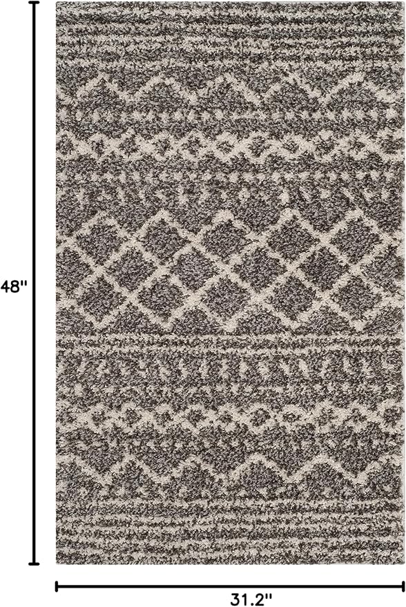 SAFAVIEH Arizona Shag Collection Accent Rug - 2'6" x 4', Brown & Ivory, Moroccan Design, Non-Shedding & Easy Care, 1.6-inch Thick Ideal for High Traffic Areas in Foyer, Living Room, Bedroom (ASG741B)