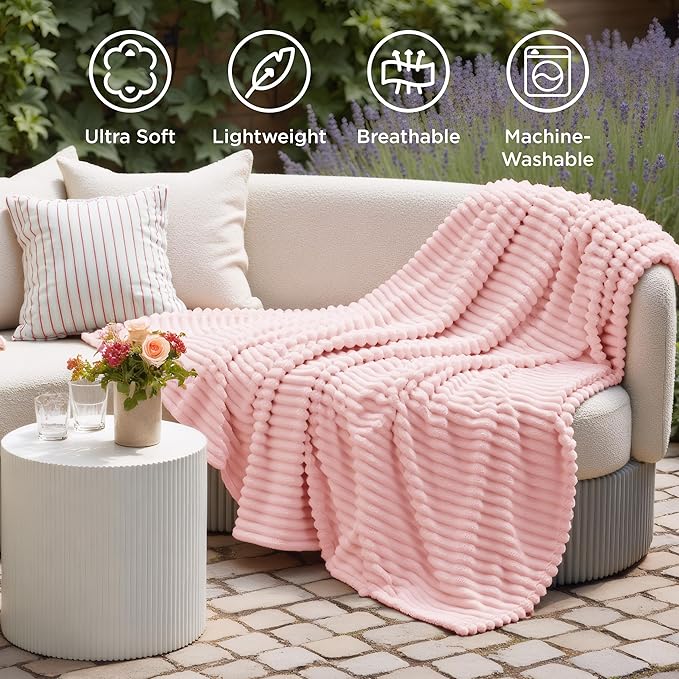 Bedsure GentleSoft Coral Pink Fleece Throw Blanket for Couch - Super Soft Cozy Blankets for Women, Cute Small Blanket for Girls, 50x60 Inches