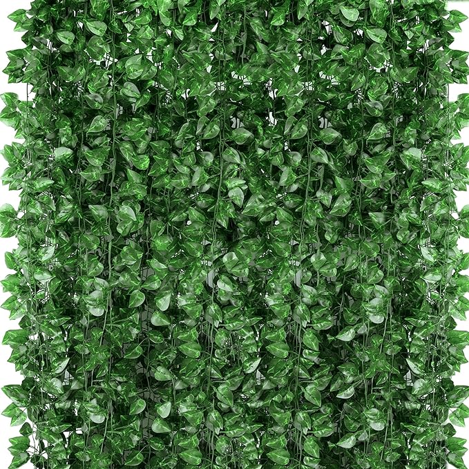 720 Feet 96 Pack Fake Greenery Hanging Garland, Ivy Leaf Plants, Vine Leaves, Fake Flowers Foliage for Bedroom Garden Wall Decor