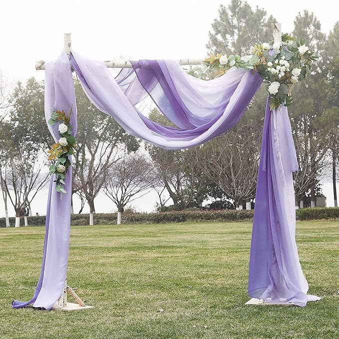 NICETOWN Artificial Wedding Ceremony Arch Decor Scarfs, Romantic Purple Ombre Sheer Scarf Curtains Window Valances for Bed Canopy/Birthday Party, 2 Panels, 60 by 216 inch