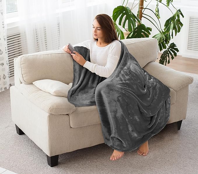 Utopia Bedding Fleece Blanket Throw Size Grey 300GSM Luxury Anti-Static Fuzzy Soft Microfiber Blanket for Couch, Sofa and Bed (60x50 Inch)