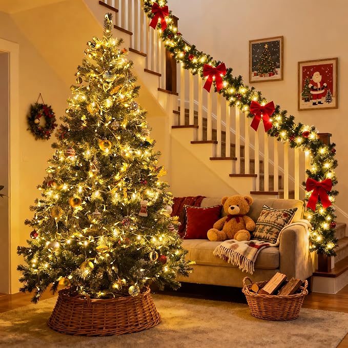 JMEXSUSS 2 Pack Battery Operated Christmas Lights with Remote, Total 66ft 200 LED Battery String Lights Outdoor Indoor, Warm White Twinkle Light for Christmas Tree Bedroom Porch Garland Yard Car Decor