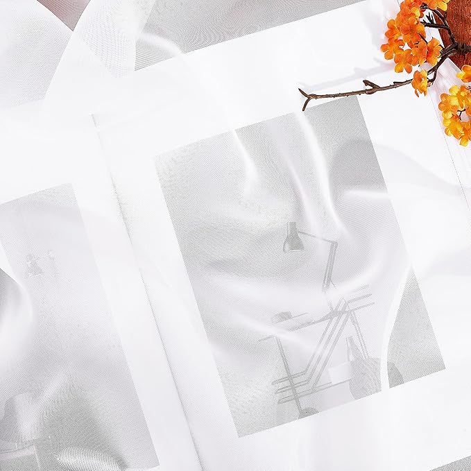 NICETOWN Sheer Canopy Bed Curtains Panels 216 - Home Decoration Sheer Voile Scarf Valance for Wedding (1 Panel, W60 x L216, White)