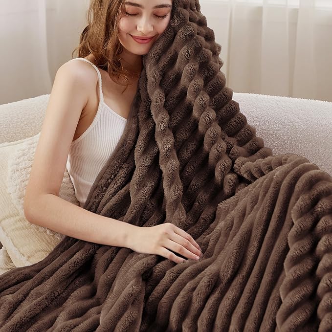 Bedsure GentleSoft Fondue Fudge Fleece Blanket for Couch - Cozy Soft Blankets for Women, Cute Small Throws for Girls, 60x80 Inches