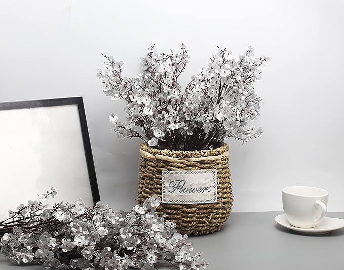 JAKY-Global Babys Breath Silk Artificial Flowers Bulk 9pcs for Fall Decor Fake Flower Bouquet Bulk for Home Kitchen Indoor Bouquet Floral Arrangement Table Centerpieces Party Decor(Silver)