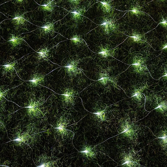 AWQ 200 LED 9.8ft x 6.6ft String Lights Net Mesh Lights Christmas Net Lights 8 Modes for Christmas Wedding Party Home Garden Lawn Bushes Indoor Outdoor Decor (9.8ft x 6.6ft, White)
