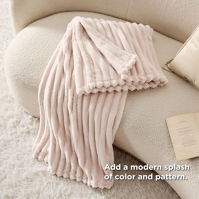 Bedsure GentleSoft Crystal Pink Fleece Blanket for Couch - Cozy Soft Blankets for Women, Cute Small Throws for Girls, 60x80 Inches