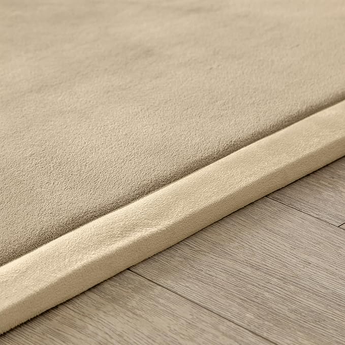 Loartee Coral Velvet Crawling Rug (6'8"x7'9", Brown) for Toddler Children Play Area Rug Yoga Mat Exercise Pad