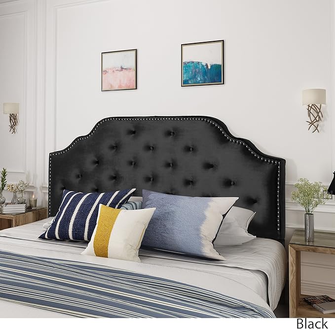 Christopher Knight Home Silas Velvet Headboard, Queen / Full, Black / Black