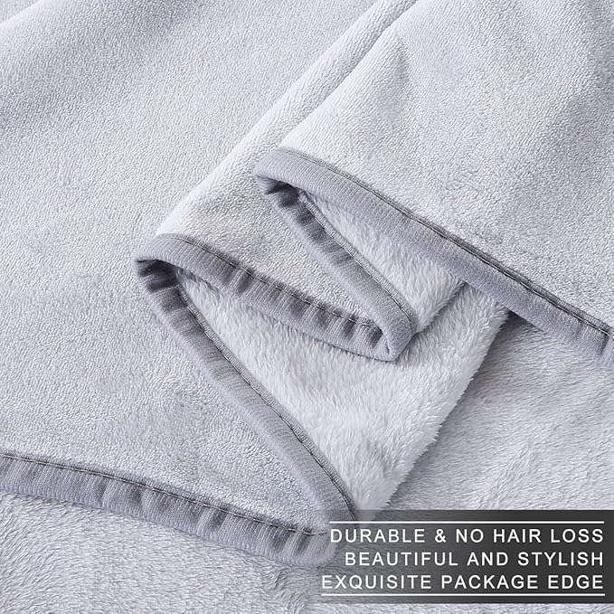 Polar Fleece Throw Blankets Travel Size for The Bed Extra Soft Brush Fabric Super Warm Sofa Throw Blanket 50" x 61"(Gray Travel)