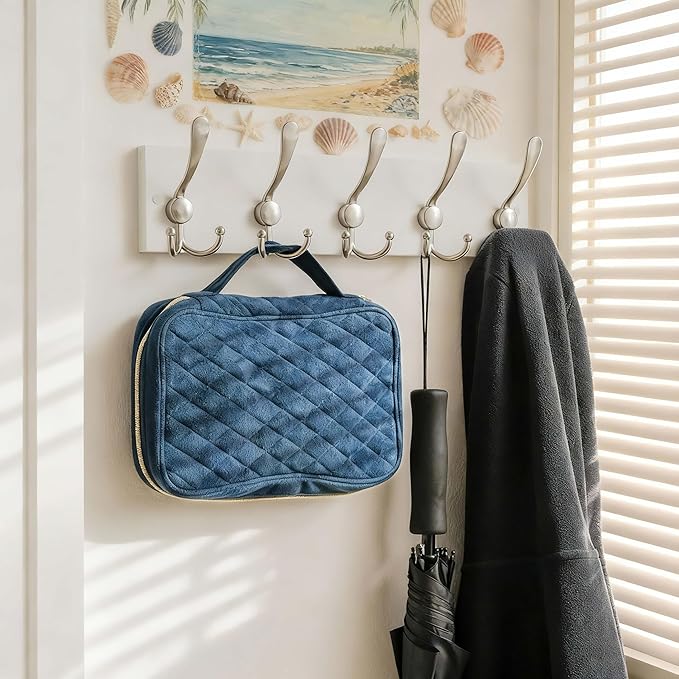 SKOLOO Creations White Solid Wood Wall Mounted Coat Rack, 5 Hooks, 17" Long - Kitchen, Mudroom, Entryway, Bathroom - Includes Mounting Hardware, Wall Coat Hanger, Towel Rack, Pack of 2