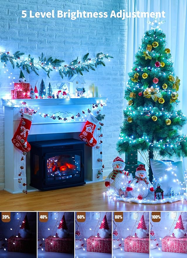 Brightown 10FT Fairy Lights Color Changing - 100 LED 22 Colors Firecracker Fairy Lights with Remote, Cluster String Lights Indoor with 12 Lighting Mode, Christmas Fairy Light for Bedroom Classroom