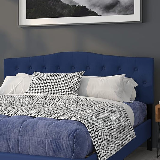 Flash Furniture Cambridge Tufted Upholstered King Size Headboard in Navy Fabric