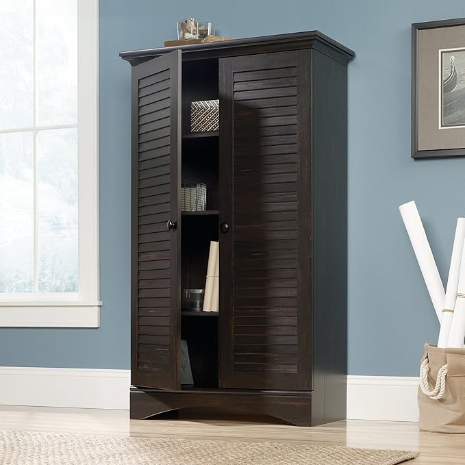 Sauder Harbor View Storage Cabinet/ Pantry cabinets, Antiqued Paint finish