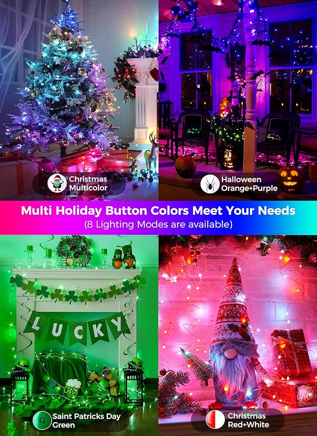 Brightown Fairy Lights Color Changing - 22 Color 66FT 200 LED Plug in String Lights with Remote, Halloween String Lights Indoor with 12 Modes, Christmas Fairy Lights for Bedroom Classroom