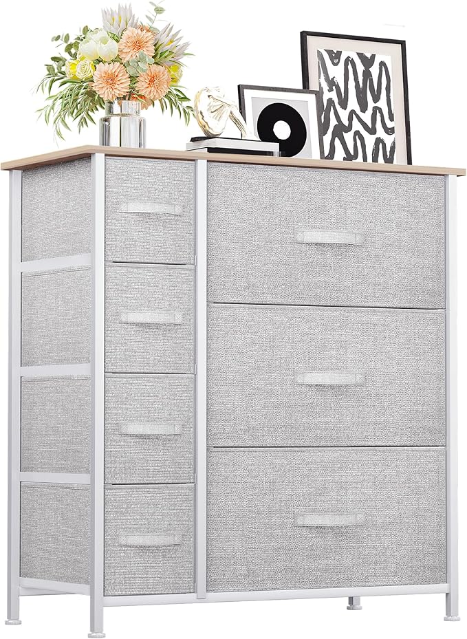 YITAHOME Dresser for Bedroom, 7 Drawers Fabric Dresser, Organizer Unit for Living Room, Hallway, Closets - Sturdy Steel Frame, Wooden Top & Easy Pull Fabric Bins