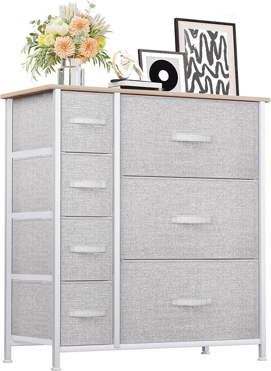 YITAHOME Dresser for Bedroom, 7 Drawers Fabric Dresser, Organizer Unit for Living Room, Hallway, Closets - Sturdy Steel Frame, Wooden Top & Easy Pull Fabric Bins