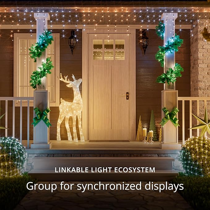 Twinkly Strings 400 White LED, LED Light String for Outdoor and Indoor, Warm to Cool White Christmas Lights, Mappable LEDs, Compatible with Alexa, Google Home, IP44, App Control, Black Wire, 105ft
