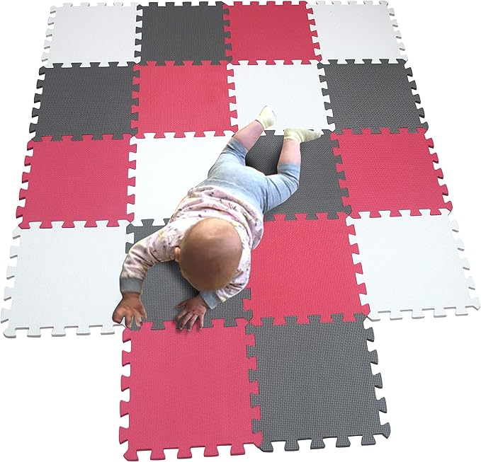 MQIAOHAM® 18 Pieces Puzzle Play Mats, Soft Baby Play Mat, Kids Interlocking Foam Floor Tiles, Toddlers Carpet Playmats G301018-101109112