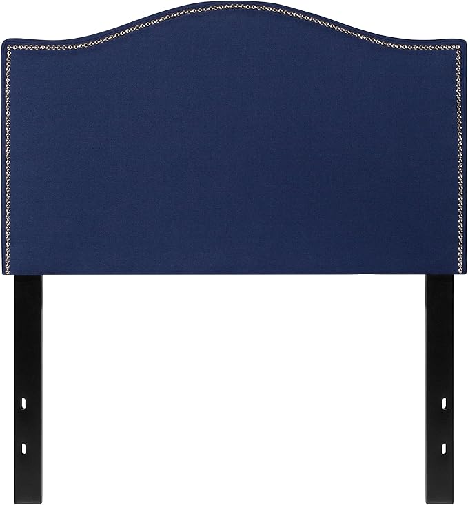 Flash Furniture Lexington Upholstered Twin Size Headboard with Accent Nail Trim in Navy Fabric