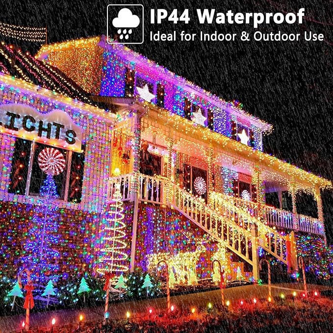 Brizled Christmas Lights Outdoor, 180.4ft 500 LED Color Changing Christmas String Lights with Remote, 11 Modes Christmas Tree Lights Cool White & Multicolor Green Wire Xmas Lights for Xmas Party Home