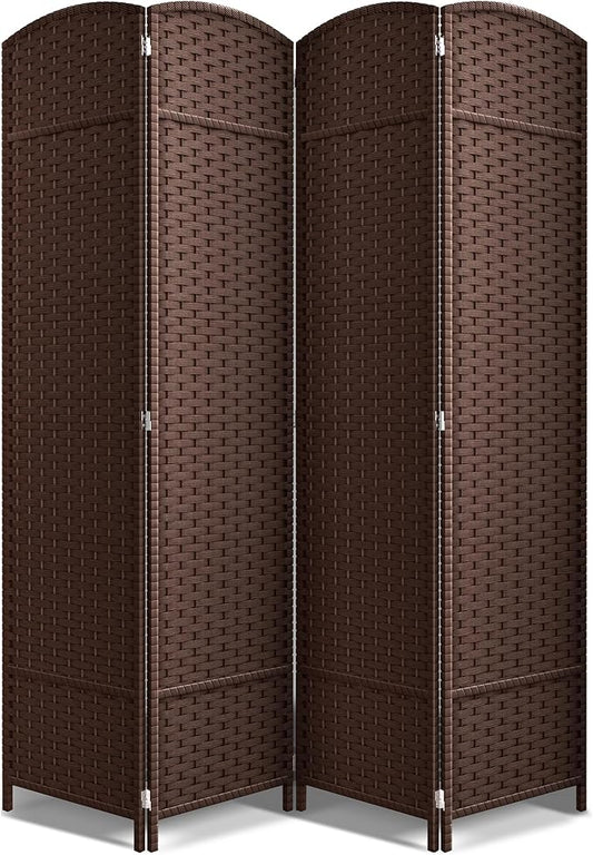 Sorbus 4 Panel Room Divider 6 ft. Tall - Privacy Screen, Extra Wide Double Hinged Panels, Mesh Hand-Woven Design, Partition Room Dividers and Folding Privacy Screens, Wall Divider for Room Separation