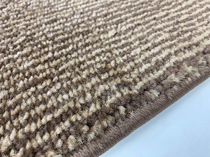 31 inch Wide Hallway Runner Rug, Custom Size, Non-Slip, Modern Scandinavian, Stripe Brown, 8 ft, Flexible Length Options