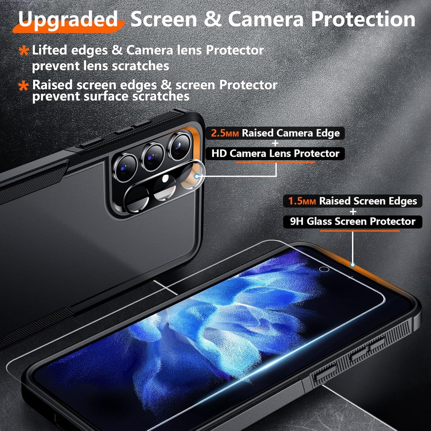 Red2Fire Galaxy S24 Case - Heavy Duty, Military Grade, Full Body Protection + 2Pcs Tempered Glass Screen & Camera