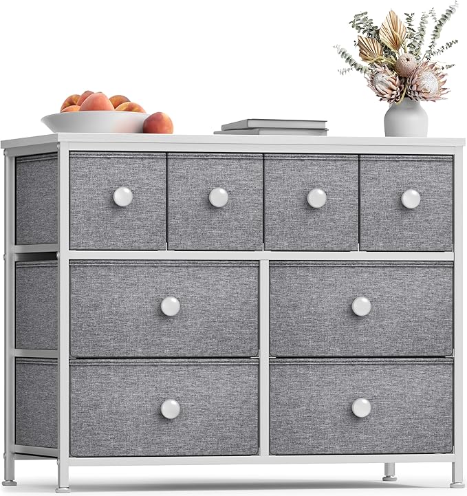 Sorbus Dresser with 8 Drawers - Chest Clothing Organizer Unit with Steel Frame Wood Top Knob Handle Easy Pull Fabric Bins - Large Storage Furniture for Bedroom, Hallway, Living Room, Nursery & Closet